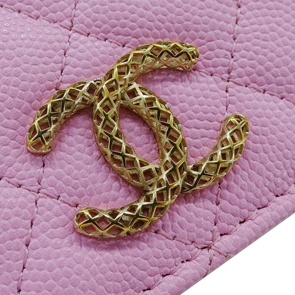 CHANEL Pink Caviar Leather Logo Wallet - Picture 4 of 14